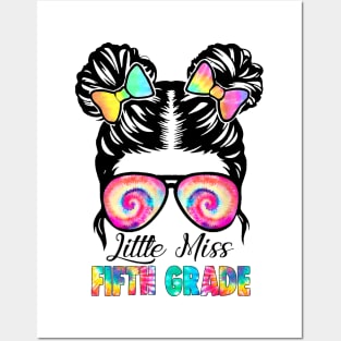 Little Miss Fifth Grade Messy Bun Girl Back To School Posters and Art